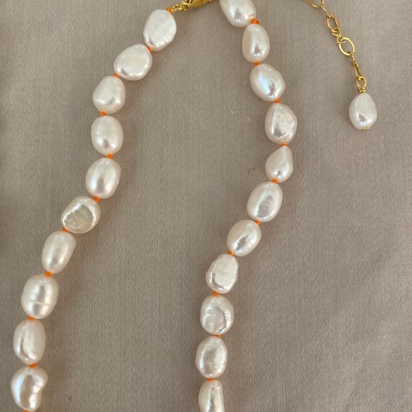 Genuine Mini Baroque Freshwater Pearl Knotted Necklace with tarnish free clasp. - Picture 4 of 9